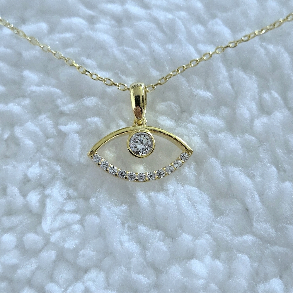 Fancy Silver🤍 Evil Eye🧿 Pendant Necklace - Picture 5 of 16